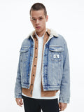 Calvin Klein SHERPA DENIM JACKET - 90's Iconic Light Blue
