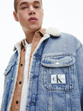 Calvin Klein SHERPA DENIM JACKET - 90's Iconic Light Blue