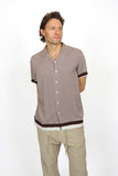 JAMES HARPER JHS576 Cuban Collar Border Shirt - Merlot