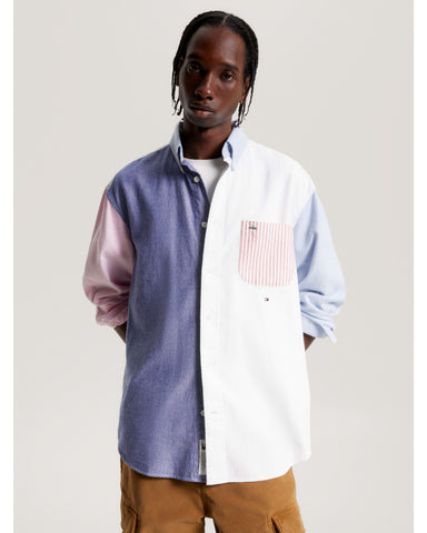 TOMMY HILFIGER PREM OX BLCK SHRT CLOUDY BLUE/PINK