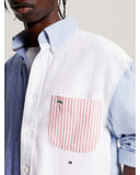 TOMMY HILFIGER PREM OX BLCK SHRT CLOUDY BLUE/PINK