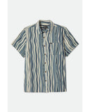 BRIXTON CRU Oxford Stripe S/S Shirt - Basalt Blue/Painterly Stripe