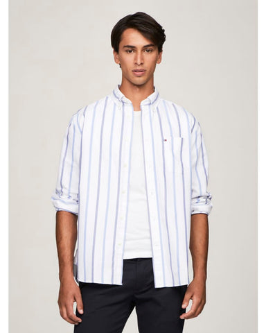 TOMMY HIFIGER MW0MW37299_0A5 OXFORD SPACED OUT STP SHIRT - Desert Sky/Dark Magma