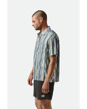 BRIXTON CRU Oxford Stripe S/S Shirt - Basalt Blue/Painterly Stripe