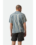 BRIXTON CRU Oxford Stripe S/S Shirt - Basalt Blue/Painterly Stripe