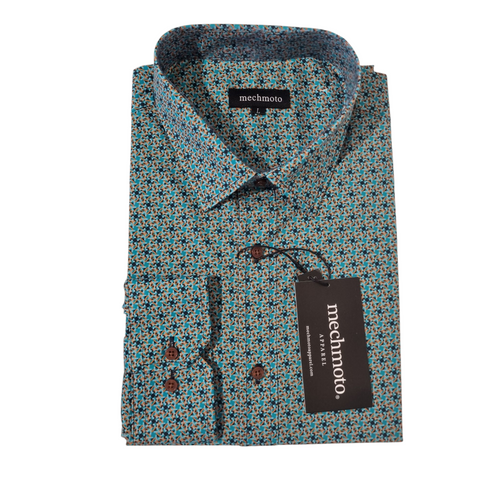 MECHMOTO 2501LS23 Print L/S Shirt - Aqua