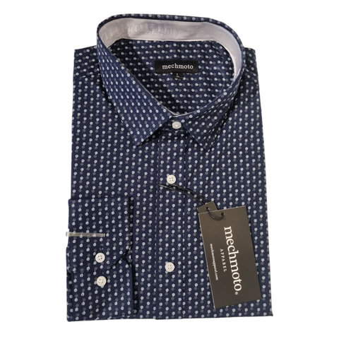 MECHMOTO 2501LS48B Print L/S Shirt - Navy