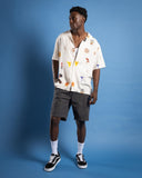 NOMADIC PARADISE Collector Linen Cropped Resort Shirt- Mushies