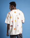 NOMADIC PARADISE Collector Linen Cropped Resort Shirt- Mushies