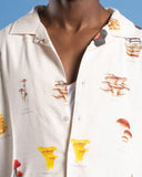 NOMADIC PARADISE Collector Linen Cropped Resort Shirt- Mushies