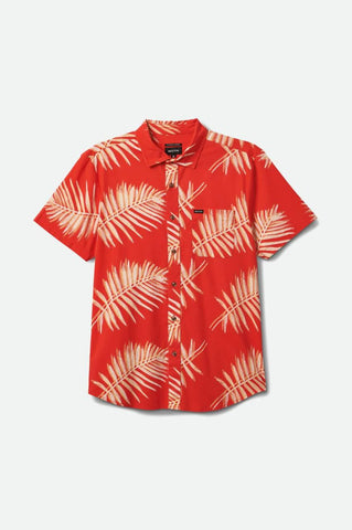 BRIXTON CHARTER PRINT S/S WOVEN - Aloha Red/Palm Leaf