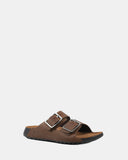 Hush Puppies Hoges Leather Slide - Brown/Natural