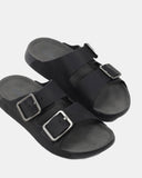 Hush Puppies Hoges Leather Slide - Black/Grey