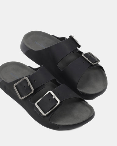 Hush Puppies Hoges Leather Slide - Black/Grey