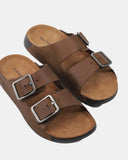 Hush Puppies Hoges Leather Slide - Brown/Natural