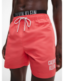 CALVIN KLEIN DOUBLE WAISTBAND SWIM SHORTS KM0KM00702_XKN - Coral Crush