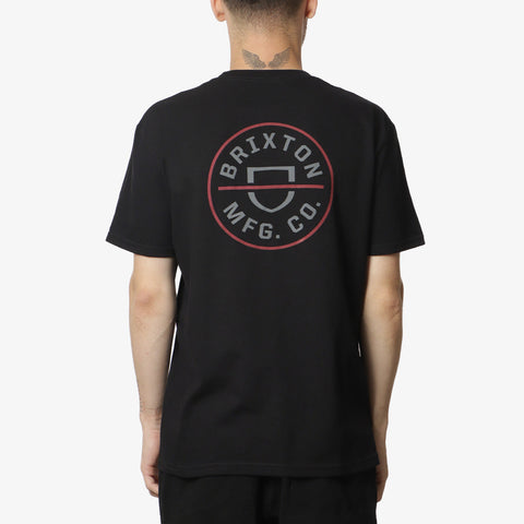 BRIXTON CREST II S/S STANDARD TEE - Black/Charcoal/Mahogany