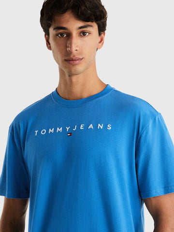 TOMMY JEANS Regular Linear Logo Tee - Coastal Cobalt