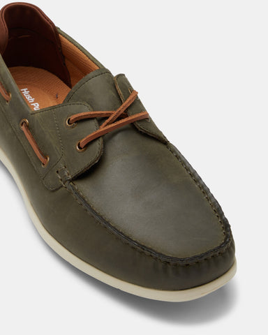Hush Puppies FLOOD Boat Shoe - Olive Wild