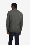 JAMES HARPER OLIVE COTTON CHUNKY CABLE CREW NECK JUMPER