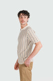 JAMES HARPER JHK761 Striped Open Neck Polo Knit Shirt - Natural