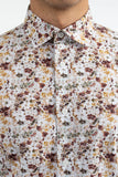 JAMES HARPER JHS485 FLORAL FUSION COTTON POPLIN SHIRT - Brown