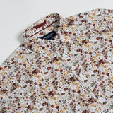 JAMES HARPER JHS485 FLORAL FUSION COTTON POPLIN SHIRT - Brown