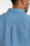 James Harper JHS500 L/S Linen Shirt - Mid Blue
