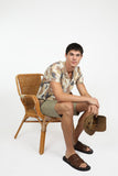 JAMES HARPER JHS567 Shapes Cuban Collar Shirt - Coffee