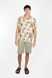 JAMES HARPER JHS567 Shapes Cuban Collar Shirt - Coffee