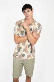 JAMES HARPER JHS567 Shapes Cuban Collar Shirt - Coffee