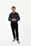 James Harper JHS580 Herringbone Long Sleeve Shirt - Navy
