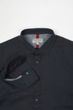 James Harper JHS580 Herringbone Long Sleeve Shirt - Navy