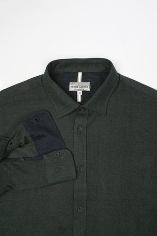 James Harper JHS582 Two Tone Twill Long Sleeve Shirt - Bottle