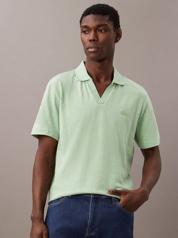 CALVIN KLEIN K10K112959 Cotton Linen Polo Shirt - Quiet Green