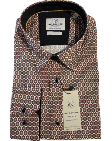 AK DEMIRE AKTB-228 L/S Geo Print Shirt - Jade