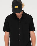 RUSTY Overtone Short Sleeve Linen Shirt - Black