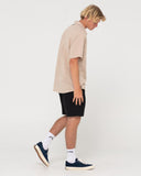 RUSTY Overtone Short Sleeve Linen Shirt - Light Khaki