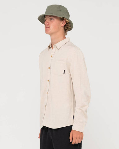 Rusty Overtone L/S Linen Shirt - Ecru
