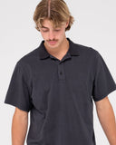 RUSTY Comp Wash Short Sleeve Polo - Black