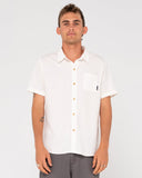 RUSTY Overtone Short Sleeve Linen Shirt - Whisper White