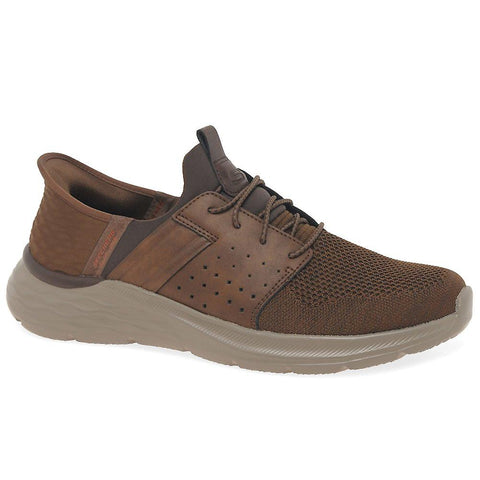 SKECHERS GARNER NEWICK 210803 Slip-Ins Relaxed Fit - DARK BROWN / SYNTHETIC