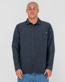 Rusty Overtone L/S Linen Shirt - Navy Blue