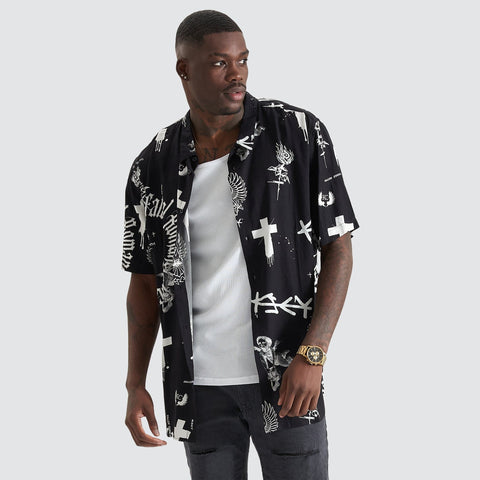 KISS CHACEY Augur Party Shirt - Black/White