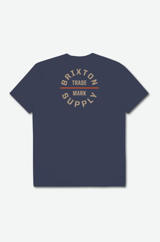 BRIXTON OATH V S/S STANDARD TEE - Washed Navy/Sand