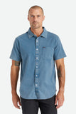 BRIXTON CHARTER OXFORD S/S WOVEN SHIRT - Indie Teal Sun Wash
