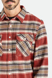 BRIXTON BOWERY STRETCH L/S UTILITY FLANNEL - Burnt Henna/Bright Gold/Black