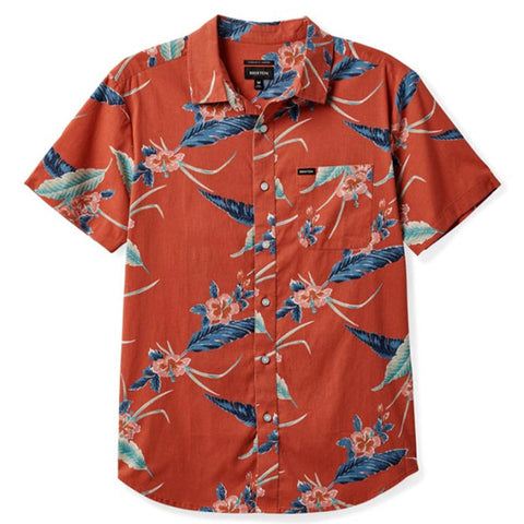 BRIXTON CHARTER PRINT SHIRT - Burnt Red/Pacific Blue
