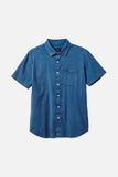 BRIXTON CHARTER OXFORD S/S WOVEN SHIRT - Indie Teal Sun Wash