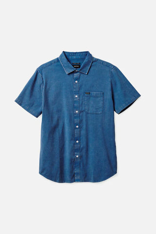 BRIXTON CHARTER OXFORD S/S WOVEN SHIRT - Indie Teal Sun Wash